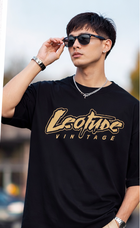 Leotude Vintage Graphic Oversized T-Shirt – Black
